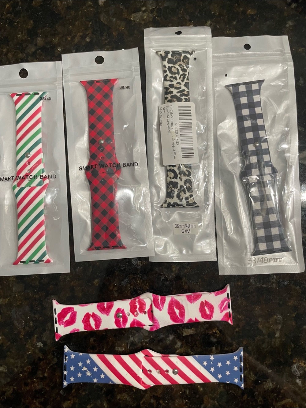 Kids Silicone Watch Bands - Pink Kiss & American Flag Designs
